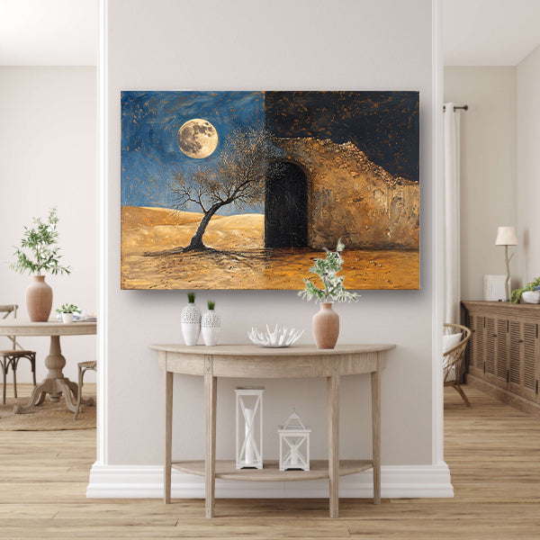 Slaapkamer met maanlicht canvas