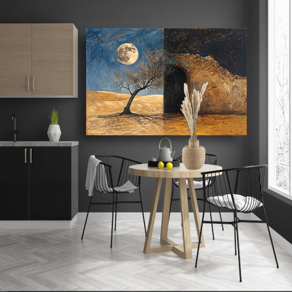Slaapkamer met maanlicht canvas