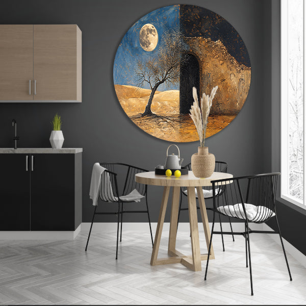 Slaapkamer met maanlicht aluminium muurcirkel