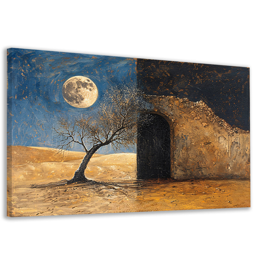 Slaapkamer met maanlicht canvas