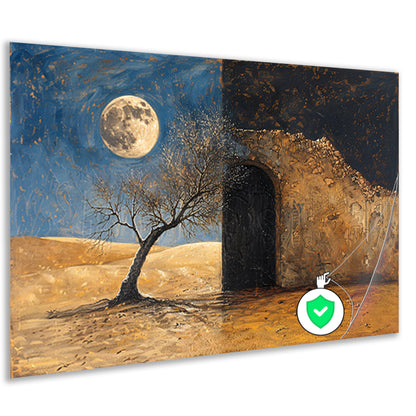 Slaapkamer met maanlicht poster