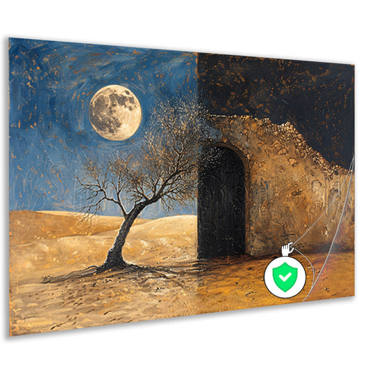 Slaapkamer met maanlicht poster
