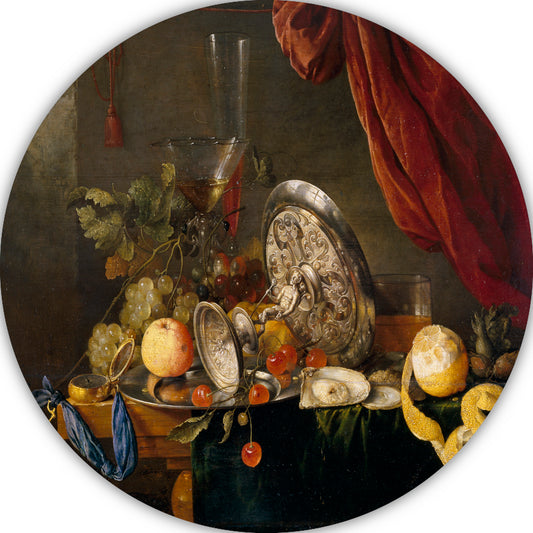Stilleven met fruit en glazen - Jan Davidsz. de Heem aluminium muurcirkel