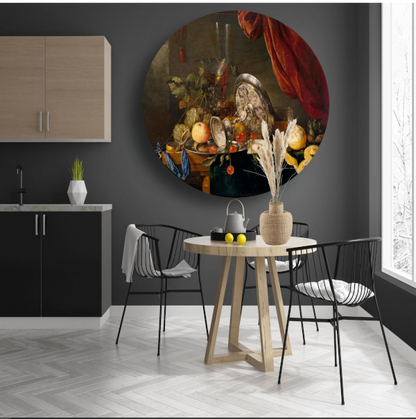 Stilleven met fruit en glazen - Jan Davidsz. de Heem aluminium muurcirkel