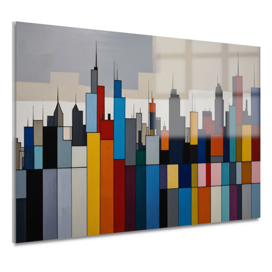 Abstracte kleurrijke stadsgezicht skyline acrylglas