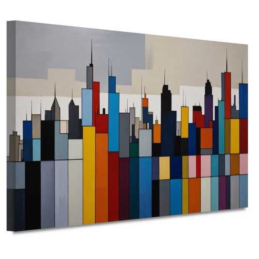 Abstracte kleurrijke stadsgezicht skyline canvas