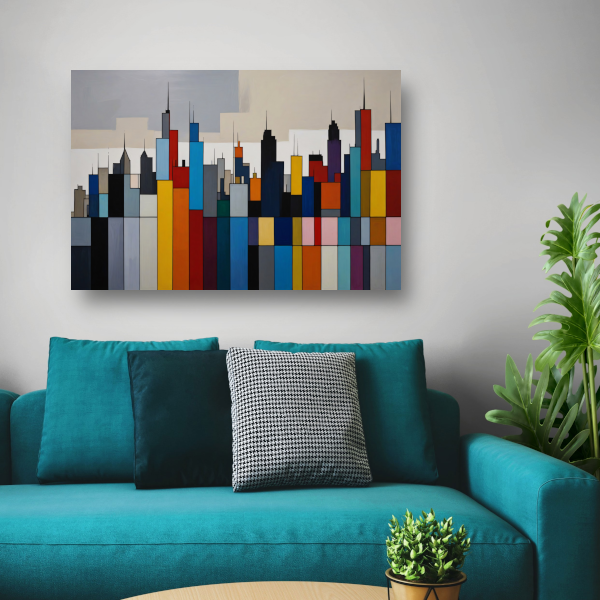 Abstracte kleurrijke stadsgezicht skyline acrylglas