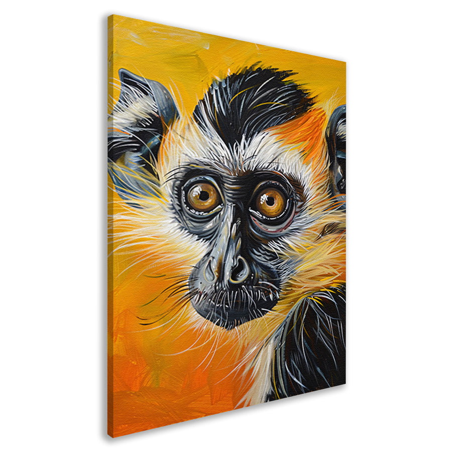 Realistisch schilderij van een kleurrijke aap canvas