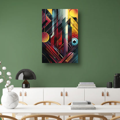 Abstract Schoppen Aas in geometrische vormen canvas met baklijst