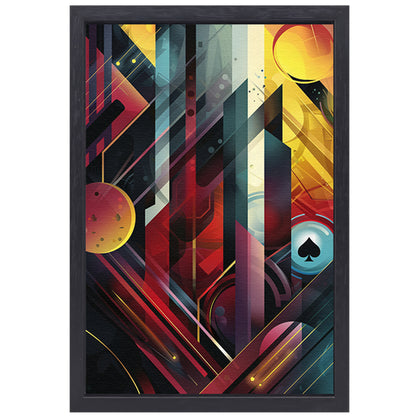 Abstract Schoppen Aas in geometrische vormen canvas met baklijst