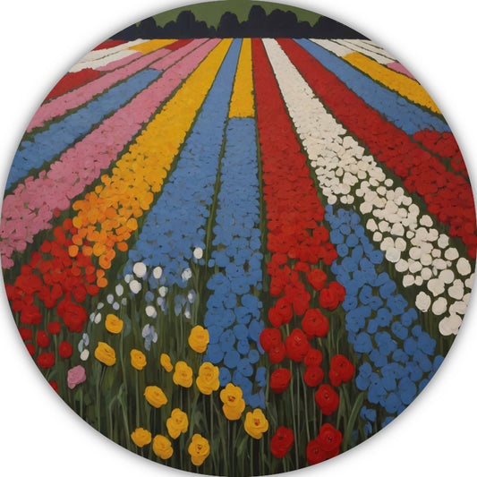 Vibrant Bloom Stripes in Natures Spectrum aluminium muurcirkel