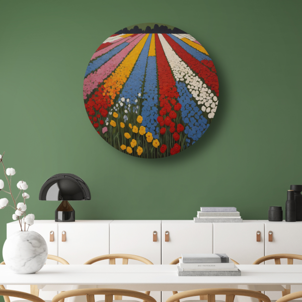 Vibrant Bloom Stripes in Natures Spectrum aluminium muurcirkel