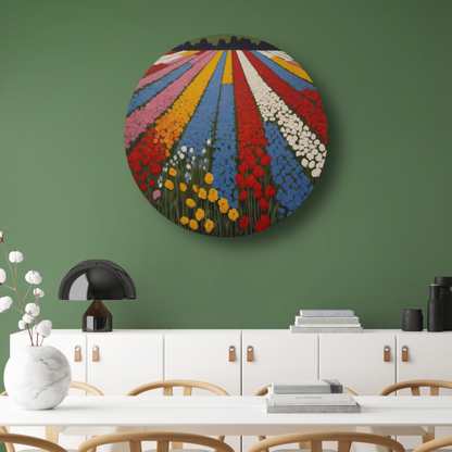 Vibrant Bloom Stripes in Natures Spectrum aluminium muurcirkel