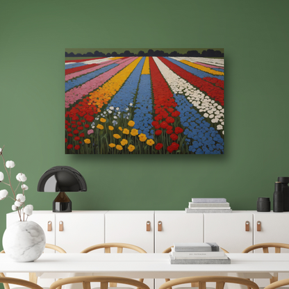 Vibrant Bloom Stripes in Natures Spectrum canvas met baklijst