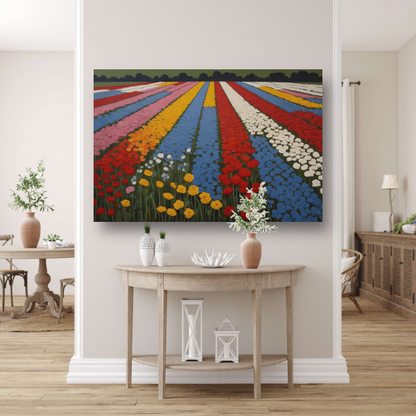 Vibrant Bloom Stripes in Natures Spectrum canvas met baklijst