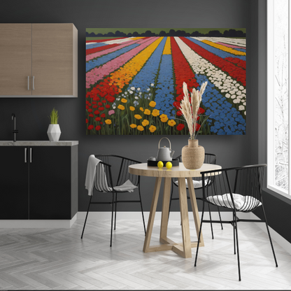 Vibrant Bloom Stripes in Natures Spectrum canvas met baklijst