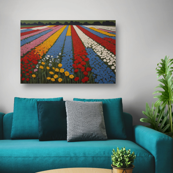 Vibrant Bloom Stripes in Natures Spectrum canvas met baklijst