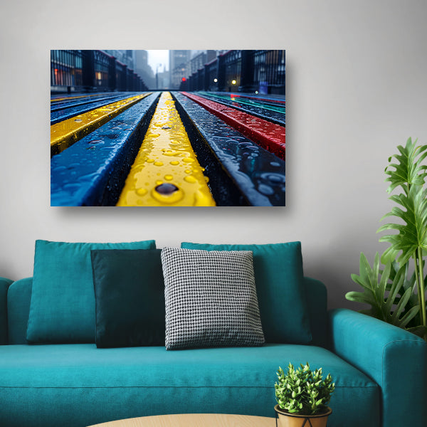 Regenboogbanken canvas