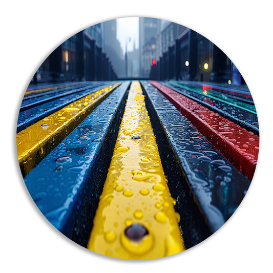 Regenboogbanken aluminium muurcirkel