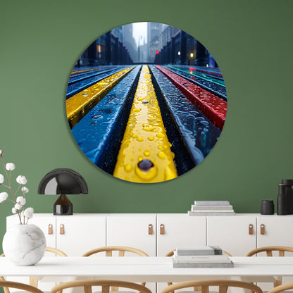 Regenboogbanken aluminium muurcirkel