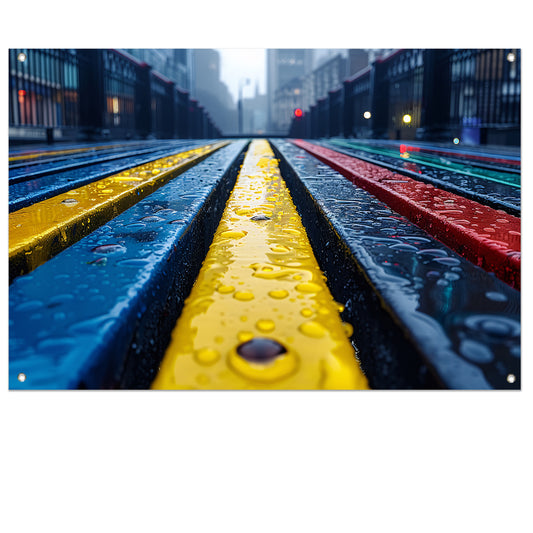 Regenboogbanken tuinposter