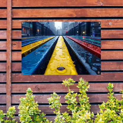 Regenboogbanken tuinposter