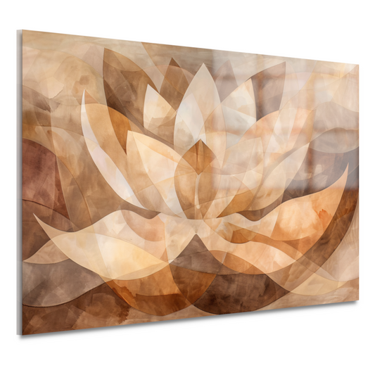 Sepia Lotus Abstractie in Harmonische Tinten acrylglas