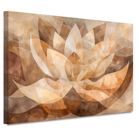 Sepia Lotus Abstractie in Harmonische Tinten canvas