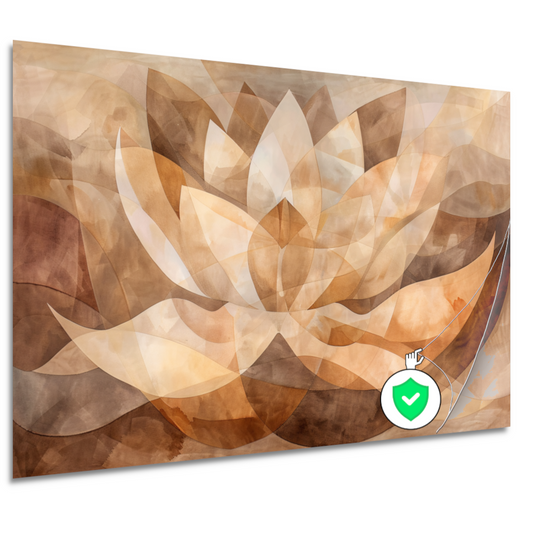 Sepia Lotus Abstractie in Harmonische Tinten poster