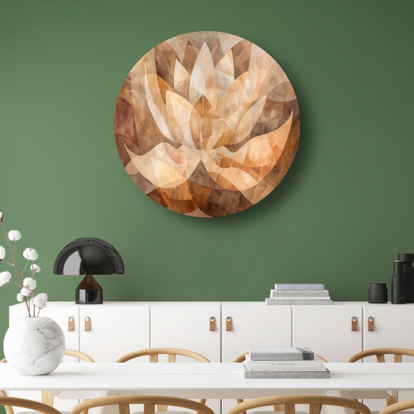 Sepia Lotus Abstractie in Harmonische Tinten forex muurcirkel