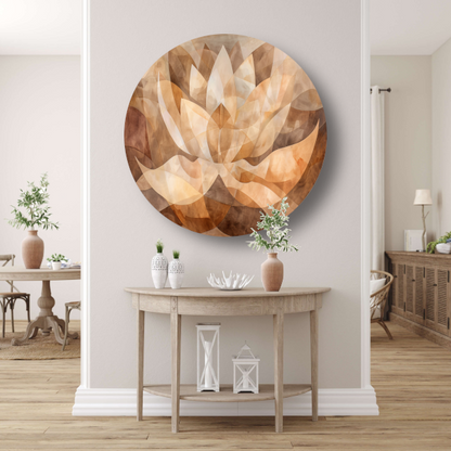 Sepia Lotus Abstractie in Harmonische Tinten forex muurcirkel