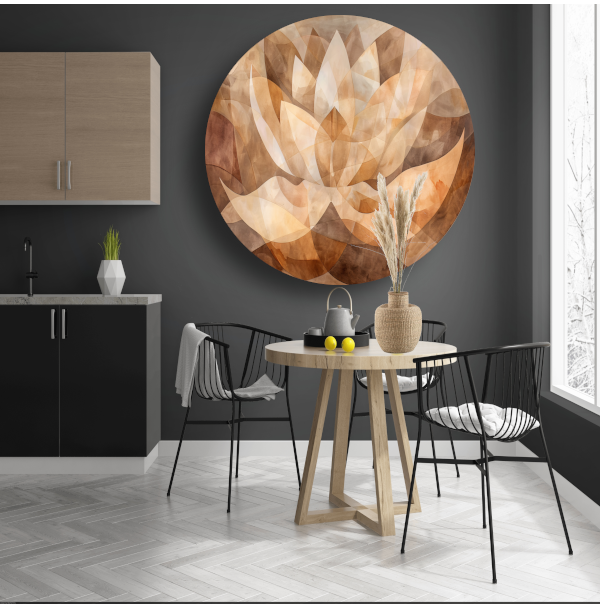 Sepia Lotus Abstractie in Harmonische Tinten forex muurcirkel