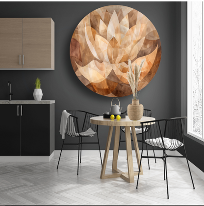Sepia Lotus Abstractie in Harmonische Tinten forex muurcirkel