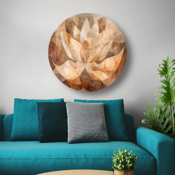 Sepia Lotus Abstractie in Harmonische Tinten forex muurcirkel