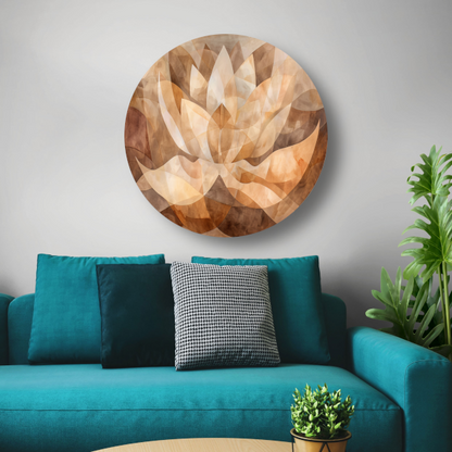 Sepia Lotus Abstractie in Harmonische Tinten forex muurcirkel