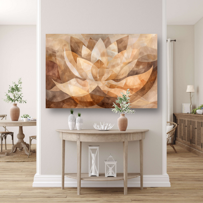Sepia Lotus Abstractie in Harmonische Tinten canvas