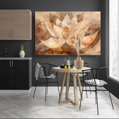 Sepia Lotus Abstractie in Harmonische Tinten canvas