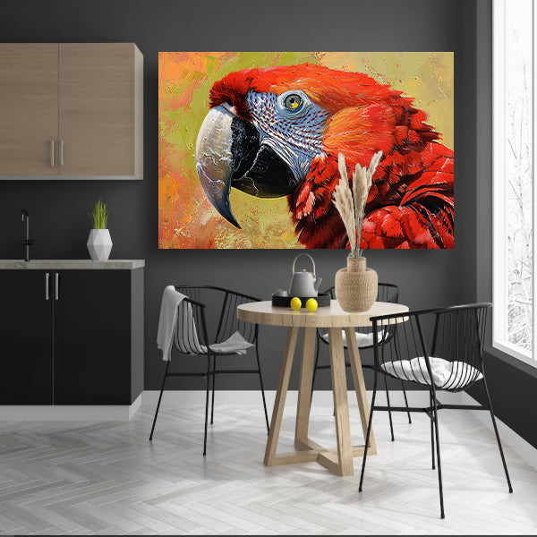 Kleurrijk schilderij van een levendige papegaai poster