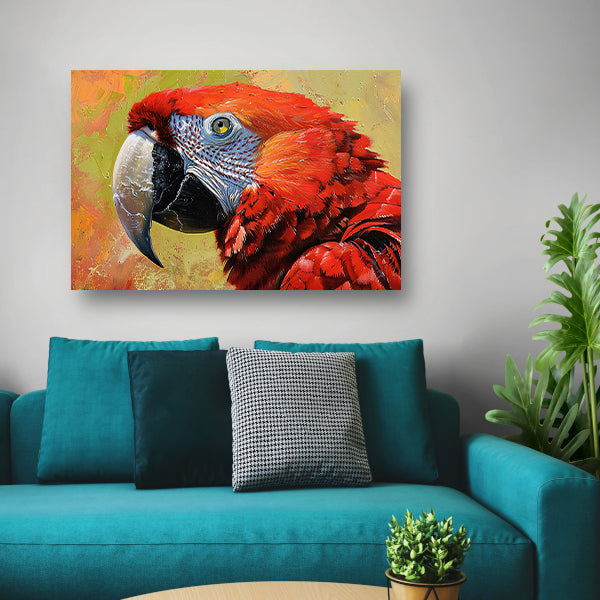 Kleurrijk schilderij van een levendige papegaai poster
