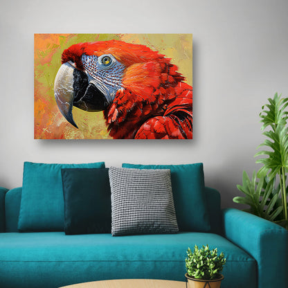 Kleurrijk schilderij van een levendige papegaai poster