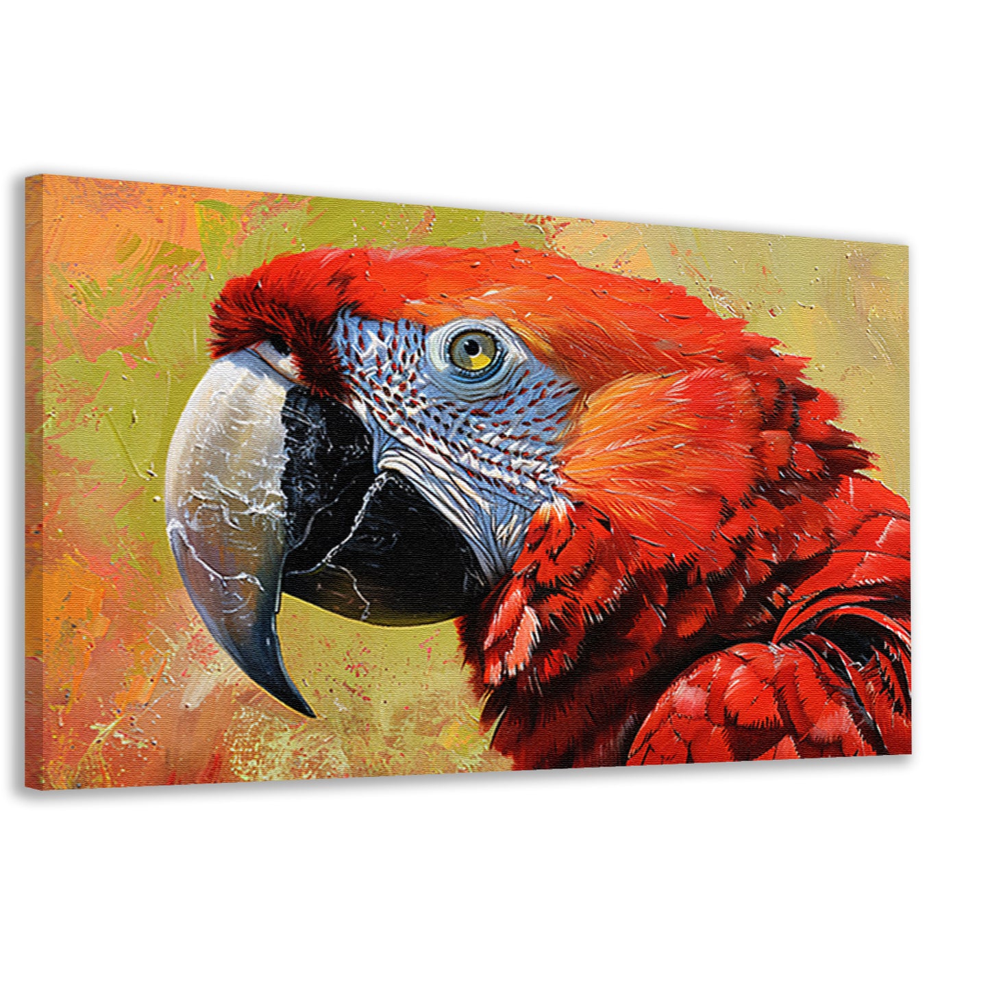 Kleurrijk schilderij van een levendige papegaai canvas