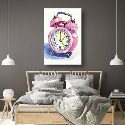 Roze Vintage Klok Aquarel Schilderij poster