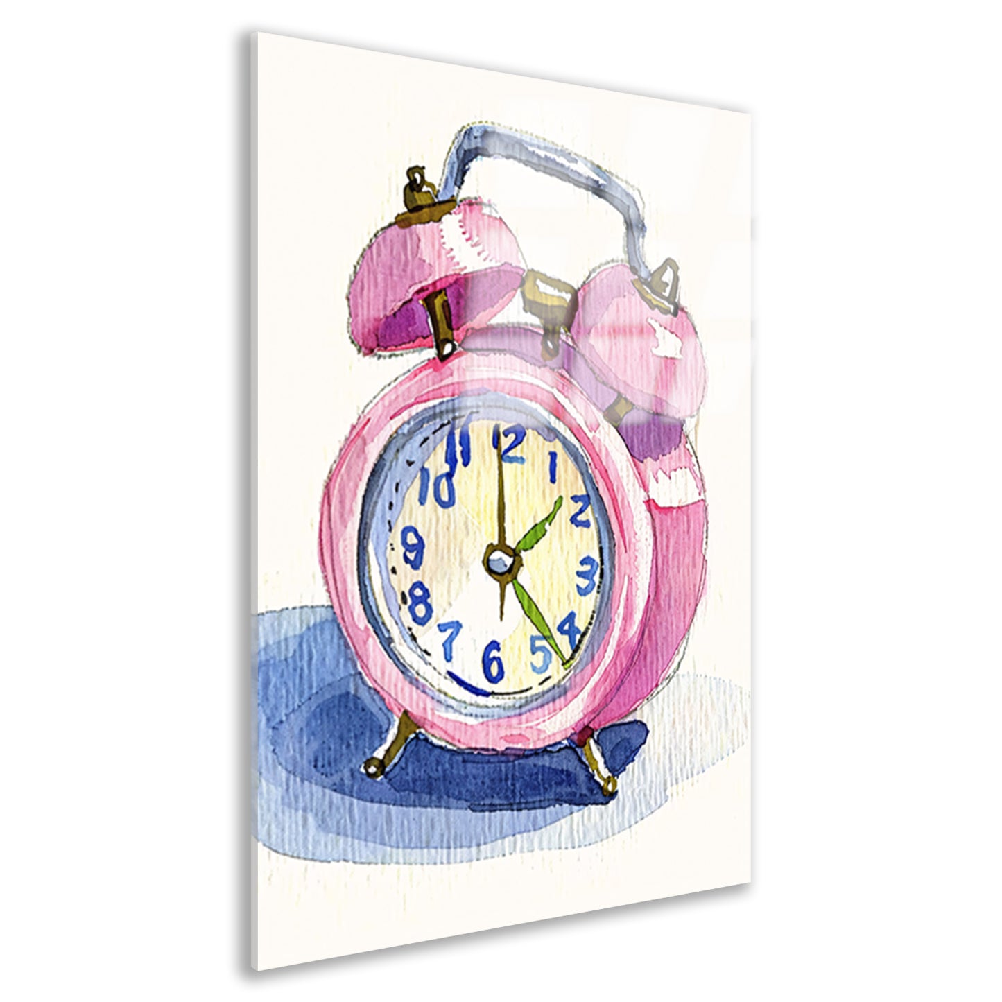 Roze Vintage Klok Aquarel Schilderij acrylglas