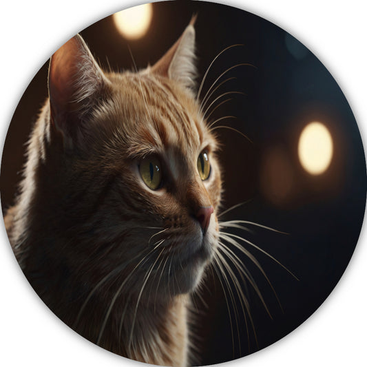 De stille majesteit van een kat bij avondlicht aluminium muurcirkel