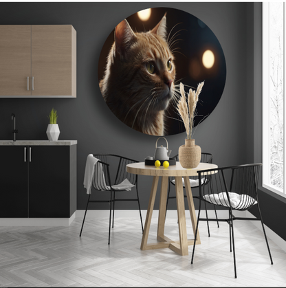 De stille majesteit van een kat bij avondlicht aluminium muurcirkel