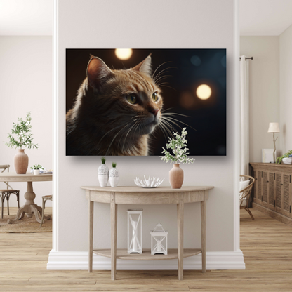 De stille majesteit van een kat bij avondlicht canvas met baklijst