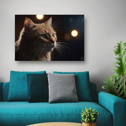 De stille majesteit van een kat bij avondlicht poster