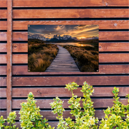 Adembenemende zonsondergang over Patagonië landschap tuinposter