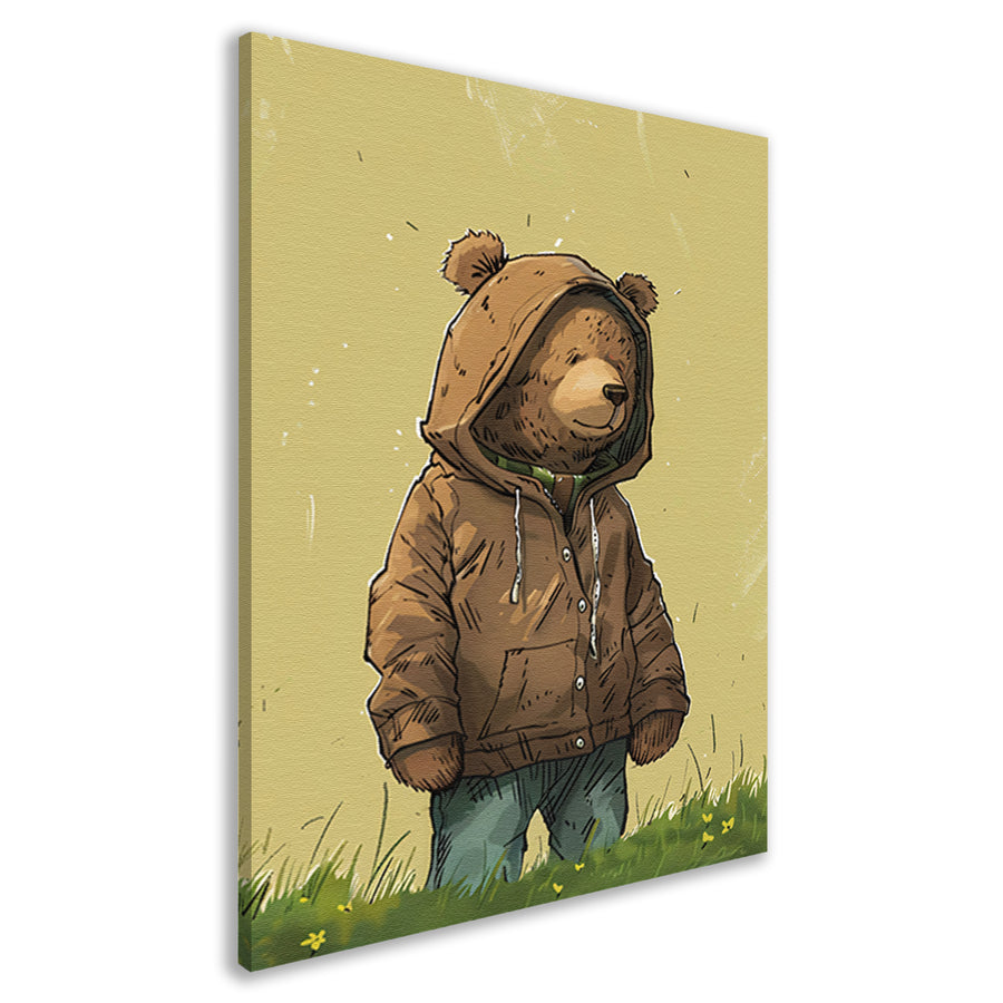 Schattige beer met warme bruine trui canvas