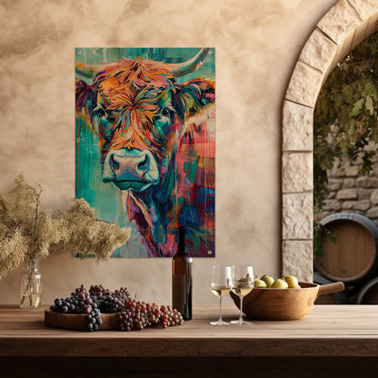 Abstracte Kleurrijke Hooglander met Dynamische Kleuren tuinposter